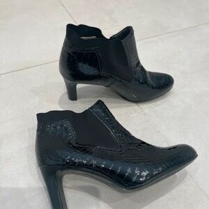 Peter Kaiser Black Croc-Patterned Heeled Boots
